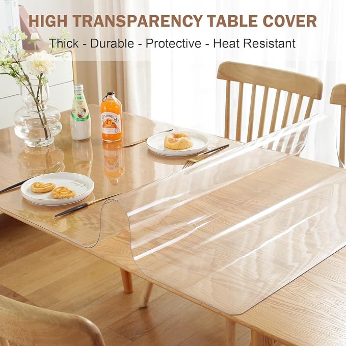 LovePads Clear Table Cover Protector, 18 x 30 Inch 2mm Thick Plastic Table Cover, Table Protector for Dining Room Table, Waterproof Dresser Cover Top for Kitchen, Coffee, Writing Desk