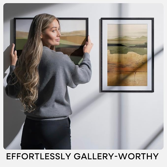 Homeforia 15x21.25 Black Wood Puzzle Frame, High End Oak 15 x 21.25 Frames without Mat, Wooden 21.25x15 Thin Hanging Picture Frame for Wall, 15by21.25 Poster Frames, Tempered Glass, Wall Kit, Set of 2