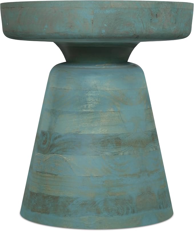 SIMPLIHOME Robbie Accent Table - 16 inch Wide Solid Mango Wood End Table in Teal Wash, Boho Contemporary Rustic Side Table for Living Room or Bedroom with Multipurpose Function, Assembled