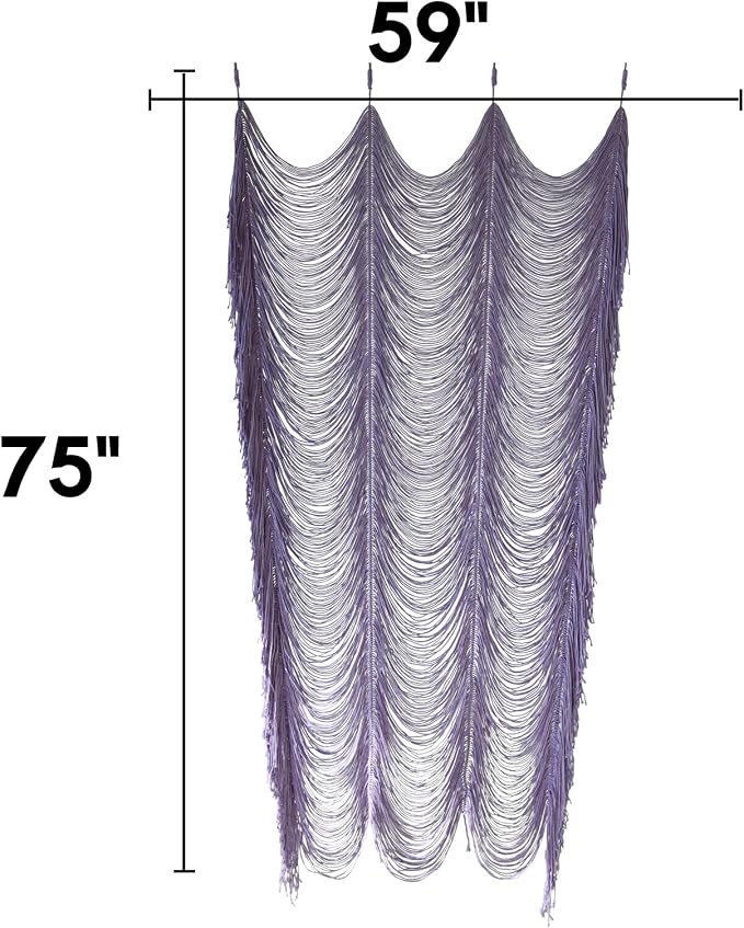 Flber Macrame Curtain Boho Doorway Curtain Handwoven Room Divider for Bedroom Window Closet Wedding Backdrop Arch 59" W x 75" H(1Panel)