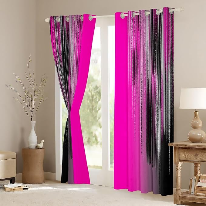 jejeloiu Rose Red Curtains for Bedroom Living Room (2 Panels, 52 x 63 Inch) Modern Art Darkening Drapes Decor Vintage Messy Rust Blackout Curtains Gradient Stryle Window Treatments
