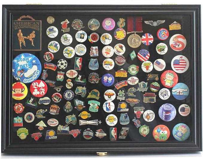 Large 19 X 14 Pin Display Case Medal Shadow Box with 98% UV Protection for Military Medals, Beach Tags, Jewelry Pins, Pin Gift, Insignia Ribbons Memorabilia Black Finish