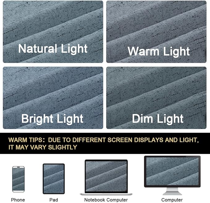 PrinceDeco Blackout Curtains 84 Inches Long Patio Curtains for Sliding Door Blackout Curtains for Sliding Glass Doors 100 Inch Wide Curtains for Living Room,W100 X L84 Inch, Stone Blue