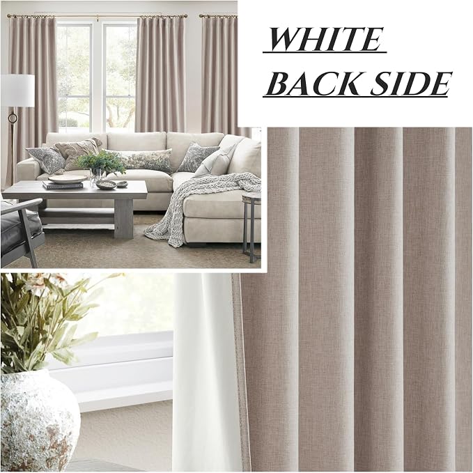 QJmydeco Vintage Cabin Curtains for Bedroom Windows Decorative Blackout Farmhouse Style Linen Curtains 90 Inches Long Oatmeal Weather Thermal Insulated Flax Drapes 7-1/2FT Length (W50 x L90 2 Panels)