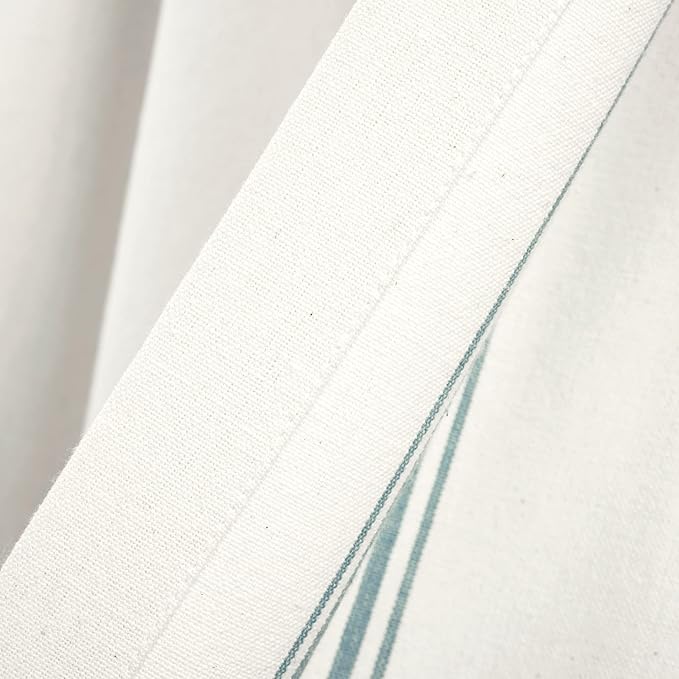 Lush Decor Farmhouse Stripe Yarn Dyed Recycled Cotton Window Curtain Valance, 18" L x 52" W, Blue - Classic Modern Rustic Charm - Eco Friendly Cotton Fabric