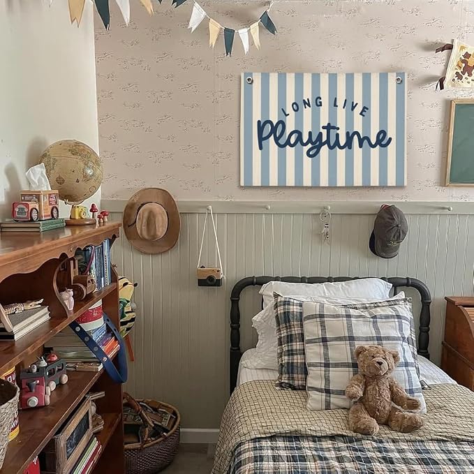 Playroom Wall Decor, Toddler Playroom Decor Hanging Linen Banner,Play Room Wall Decor for Nursery Nursery, 20x30 Inch
