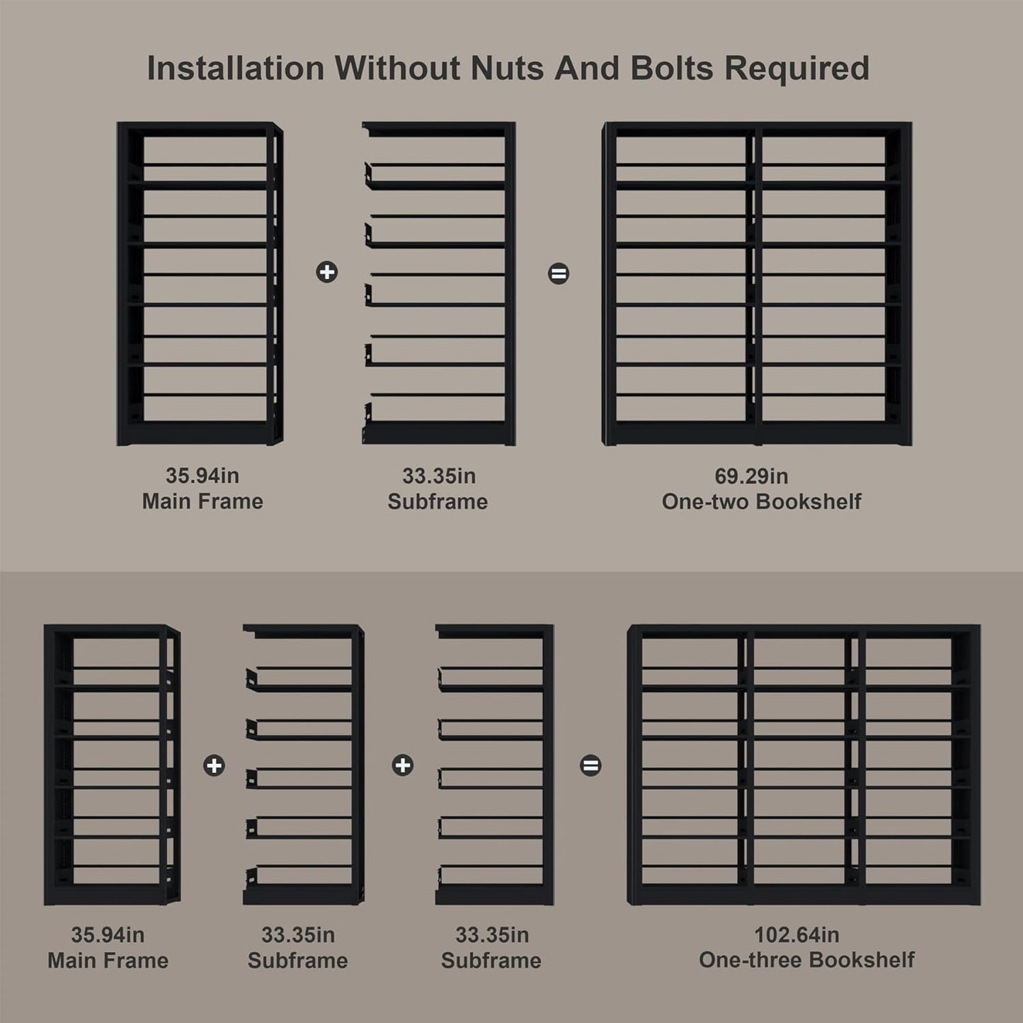 5-Tier Industrial Bookshelf, Black Bookcases and Bookshelves,Tall Metal Book Shelf Storage Organizer, Freestanding Bookshelf for Living Room,Home Office (Black, Shelf-3)
