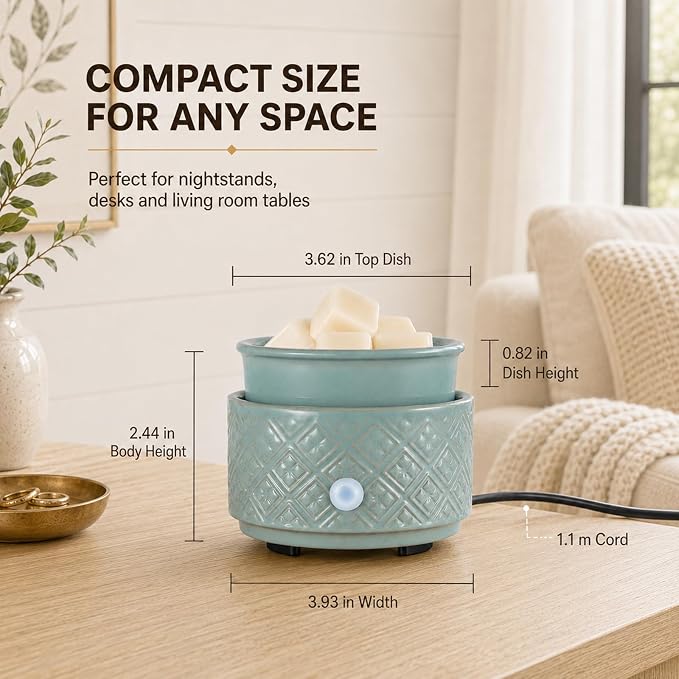 Wax Melt Warmer for Scented Wax,3-in-1Ceramic Wax Warmer Fragrances Candle Oils, Home Fragrance Burner,Electric Candle Warmer Perfect Christmas Gifts for Mom Women(Gree)