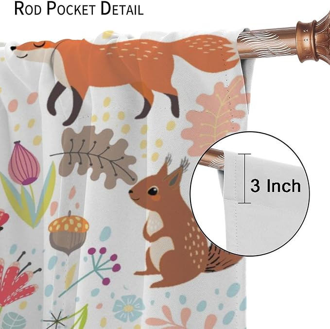 YCness Rustic Animal Curtains, Wild Forest Animal Bear Fox Deer Kids Window Treatments for Living Room Bedroom, Farmhouse Woodland Blackout Drapes 2 Panel Sets, 72x63 Inch
