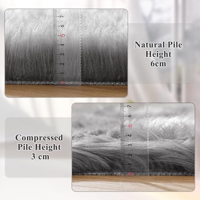 ORINOVA Silver Grey Washable Furry Area Rugs for Living Room Fluffy Faux Fur Rug for Bedroom Rugs 3x5 Nursery Rug