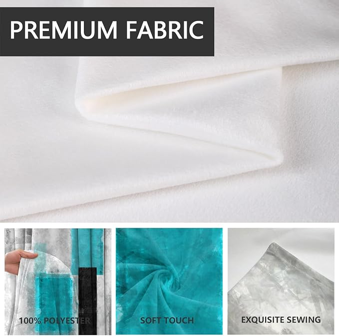 AAtter Teal Window Curtain Black and White Modern Abstract Turquoise Aqua Grey Gray Blue Plaid Checkered Living Room Bedroom Rod Pocket Drapes Treatment Fabric 1 Pair Home Decor, 42" W x 63" L, Dark