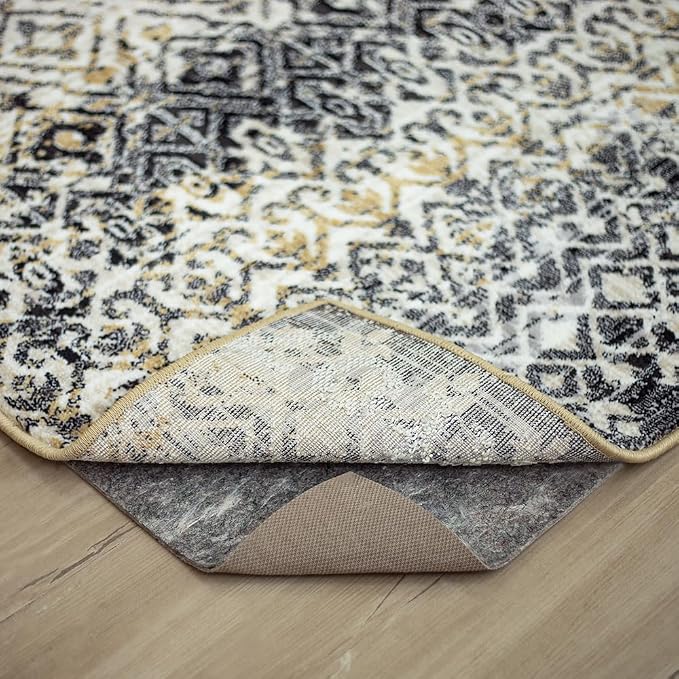 Mohawk Home Non Slip Rug Pad 2' 6" x 9' 6" - 3/8" Thick Felt + Latex Rubber Gripper - Dual Surface Cushion for Hardwood, Carpet, Tile Floors, Made in USA