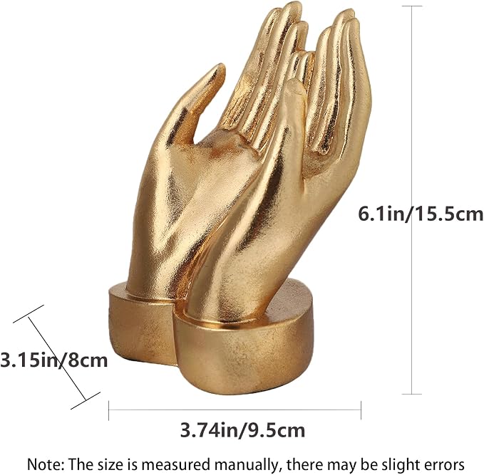 Golden Hands Sculpture Resin Statues Home Decor (Holding Hands) | Gold Hands Shelf Decor Electroplated Resin Statues Office Desktop Home Decor Bedroom Sculpture Indoor/Outdoor Ornament