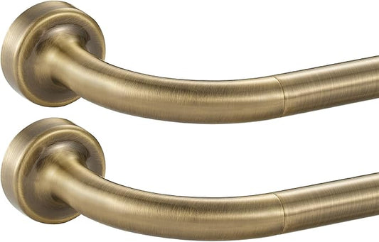 2 Pack Antique Bronze Disc Curtain Rods, 28-48 Inches Window Curtain Rod,Adjustable Room Darkening Drapery Rod with Aluminum Finials and Brackets,Wrap Around Design