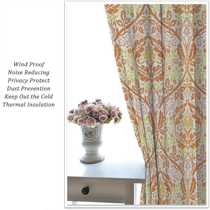 Bohemia William Morris Art Blackout Window Curtains, Vintage Flowers Foliage Rod Pocket Curtains, for Living Room Bedroom 21(W)*45(L) 2 Panels