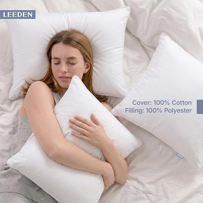 Leeden 30 x 30 Pillow Inserts (Set of 2) - Throw Pillow Inserts with 100% Cotton Cover - 30 Inch Square Interior Sofa Pillow Inserts - Decorative Pillow Insert Pair - White Couch Pillow