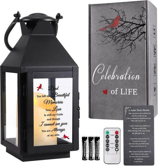 Memorial Lantern, Sympathy Gifts for Loss of Mom/Loved One, Bereavement Gifts, in Memory of Loved One Lantern,Celebration of Life, Memorial Gifts, Funeral Lantern,Dad You Left me Beautiful Memories