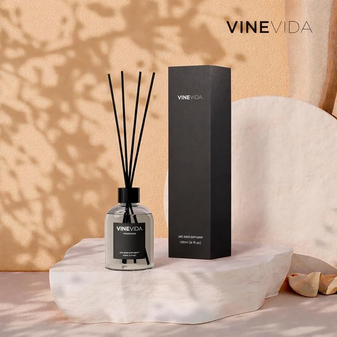VINEVIDA Reed Diffuser Black Cedarwood & Juniper | Diffuser Reed for Home & Bathroom | Long-Lasting Scent Sticks Set | Oil Stick Diffuser | Bathroom Scent
