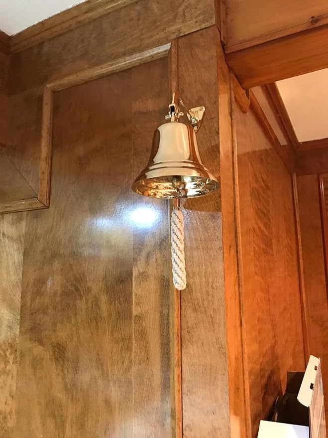 5" Solid Brass Bell Quality Marine Wall Mounted Ship Hanging Bell Perfect for Dinner, Indoor, Outdoor, School, Bar, Reception, Last Order & Church by The Metal Magician