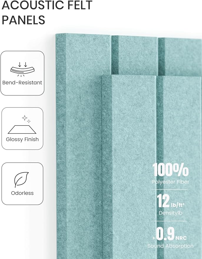 Fluxynara Large Felt Bulletin Board 48" x 36" Cork Board Alternative-12 Pack with 64 Safe Removable Adhesive Tabs, Cork Boards for Walls Felt Board for Home Office Classroom Pin Board-Teal Blue