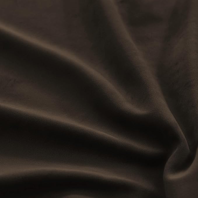 RYB HOME Brown Velvet Curtains for Bedroom Living Room, Thermal Insulated Privacy UV Heat Blocking Luxurious Drapes for Nursery Dining Room, 62" W x 96" L, 2 Panels, Rod Pocket/Back Tab/Hook Belt
