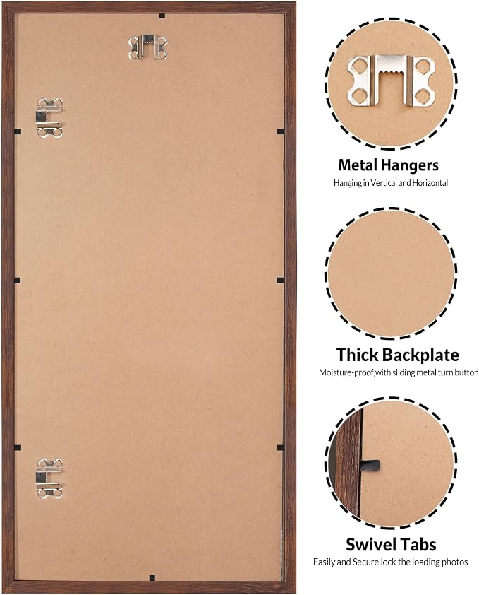 LaVie Home 5x15 Picture Frame Brown Poster Frame, Stable and Sturdy Frame and Polished Plexiglass, Horizontal and Vertical Format of The Walls 1 Pack