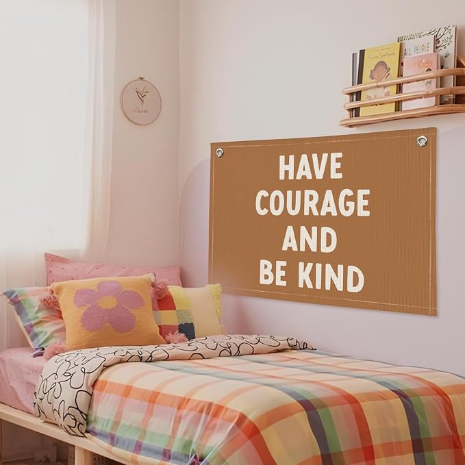 Inspirational Classroom Wall Decor, Classroom Decor Elementary, Positive Affirmations Boys Room Decor, Motivational Wall Decor for Nursery Kids Room, Have Courage and Be Kind 20x30 Inch