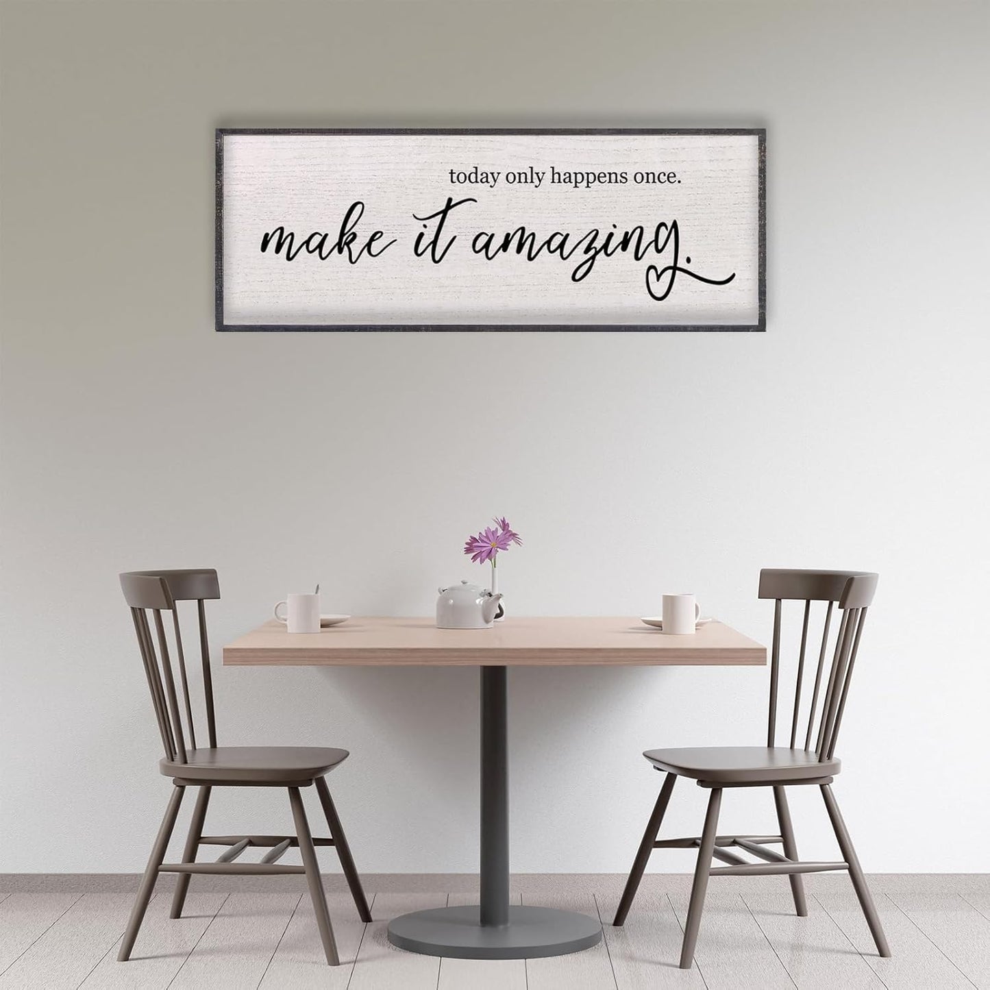 Today Only Happens Once Make It Amazing Wall Decor 40"X15" Quote Inspirational Motivational Sign Wood Frame Wall Art (Black)