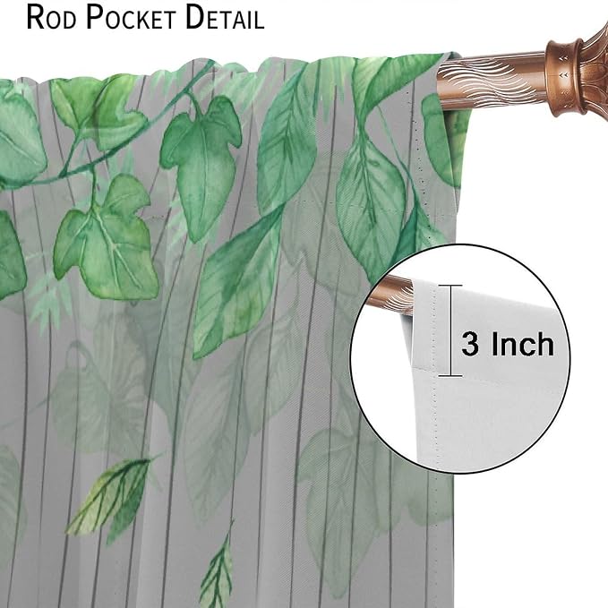 Rustic Animal Curtains, Wild Forest Animal Bear Fox Deer Kids Window Treatments for Living Room Bedroom, Farmhouse Woodland Blackout Drapes 2 Panel Sets, 55x63 Inch