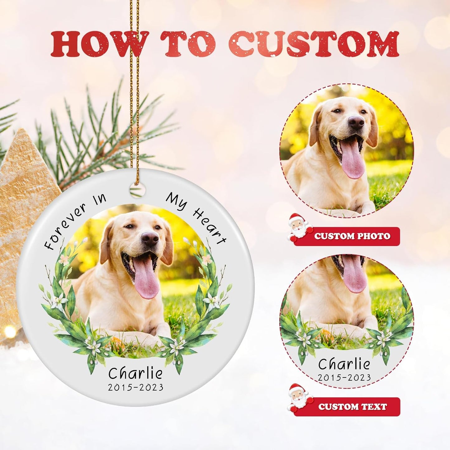 Personalized Pet Memorial Ornament, Custom Photo, Name & Dates, Dog Memorial Gifts for Loss of Dog, Cat, Customized Sympathy Keepsake Ornaments 2025
