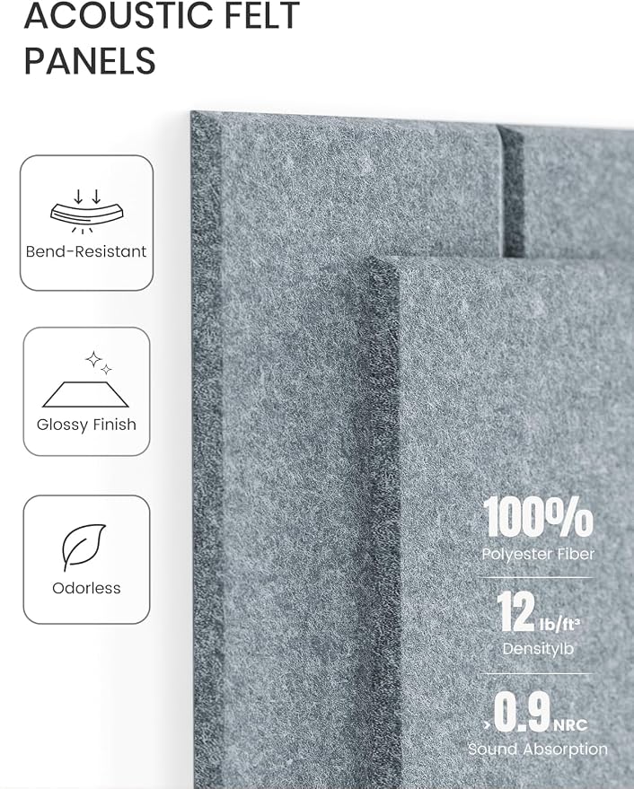Fluxynara Large Felt Bulletin Board 36"x24" Cork Board Alternative - 6 Pack with 32 Safe Removable Adhesive Tabs, Cork Boards for Walls Felt Board for Home Office Classroom Pin Board-Blue Gray