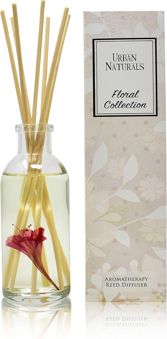 Urban Naturals Reed Diffuser Set, Honeysuckle & Jasmine - Bathroom Décor | Hyacinth, Cassis, Neroli & Geranium, Long Lasting Air Freshener for the Bedroom, Bathroom or Office, Made in the USA