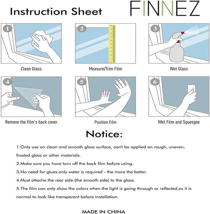 Finnez Window Privacy Film Window Film 3D No Glue Glass Sticker for Glass Door Home and Office Heat Control Anti UV (23.6 Inch x 13.1 Feet, Rainbow Grove)