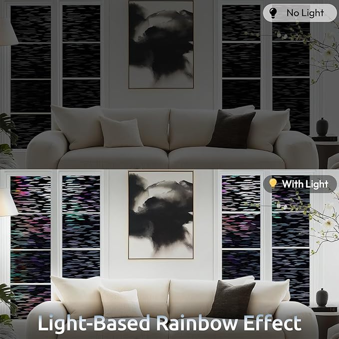 rabbitgoo Window Privacy Film, Total Blackout Window Film, Stained Glass Heat Control Glass Thermal Sticker, Room Darkening Door Cover, Anti-UV Privacy Cling with Installation Tools, 35.4" x 78.5"