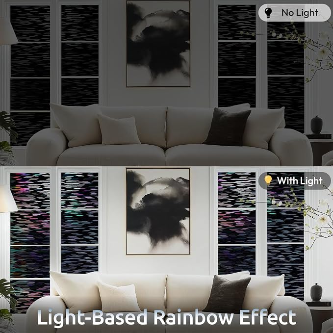 rabbitgoo Blackout Window Film Light Blocking with Kit, 35.4" x 157.4" | Stained Glass Heat Control Glass Thermal Sticker, Room Darkening Door Cover, Anti-UV Privacy Cling, Easy to Install