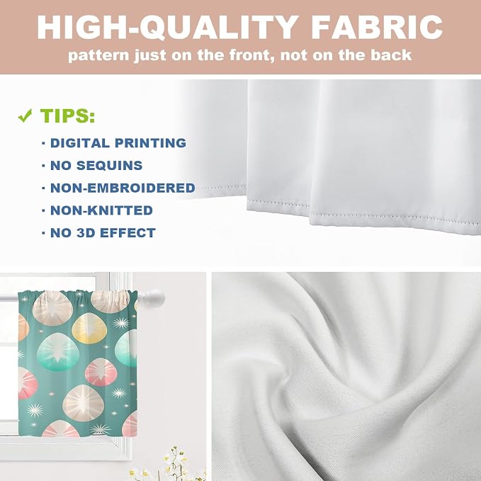 Shrahala Easter Eggs Stars Tier Curtains for Kitchen Windows, Colorful Easter Egg Pattern Window Curtain Panels Multilayer Polyester Blackout for Living Room Bathroom 2 Pack 26 x 24 in