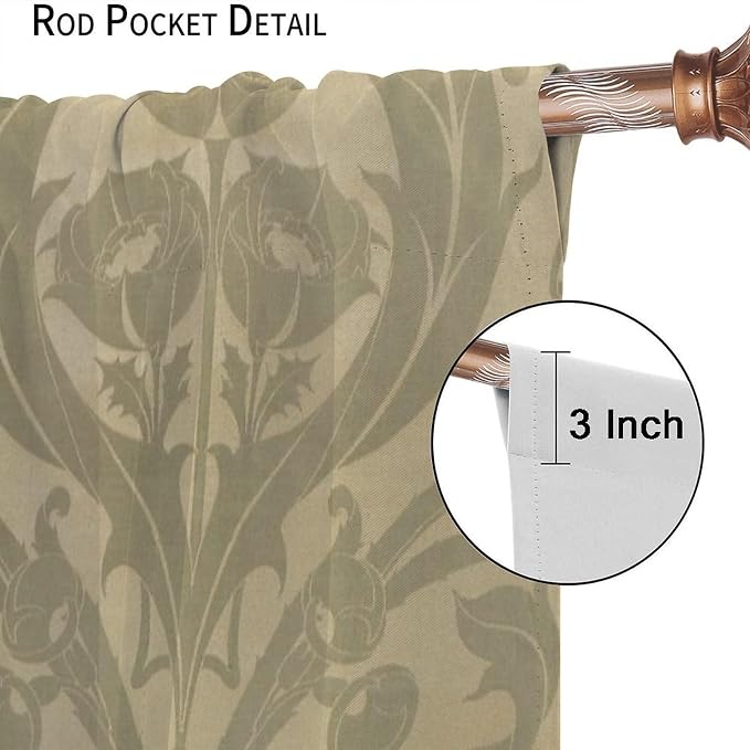 Rustic Vintage Flower Curtains William Morris Boho Country Floral Art Print Blackout Window Drapes for Bedroom Living Room Kitchen Cafe 42(W)*84(L) 2 Panels