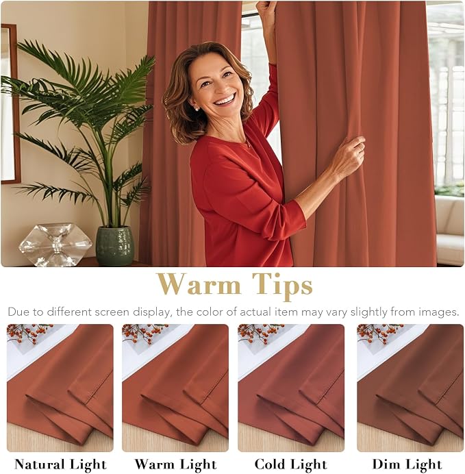 H.VERSAILTEX Blackout Curtains Thermal Insulated Window Treatment Panels Room Darkening Blackout Drapes for Living Room Back Tab/Rod Pocket Bedroom Draperies (2 Panels, Orange, 42 x 63 Inch)