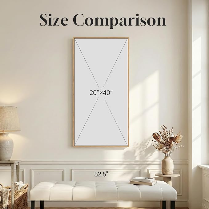 Framed Vertical Vintage Sketch Tree Living Room Wall Art, Large Black Beige Rustic Pine Artwork for Walls, Classic Antique Nature Forest Canvas Painting Print for Office Kitchen Foyer Stair 20x40 Inch