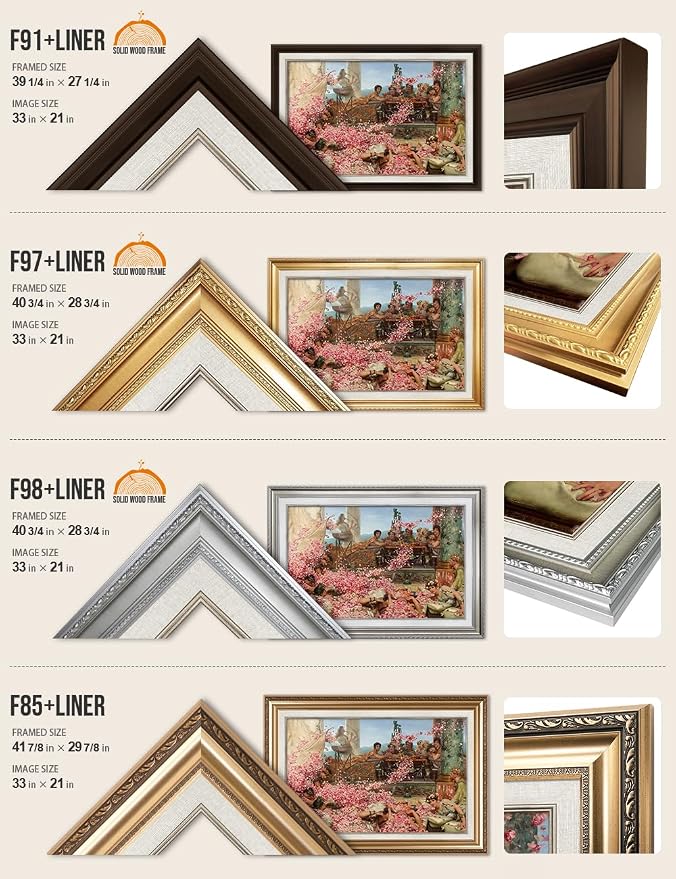 DECORARTS - The Roses of Heliogabalus by Lawrence Alma-Tadema. World Famous Giclee Canvas Reproduction with Custom Frame Options, Decorative Wall Art for Living Room or Hallway, Ready to Hang