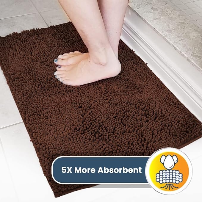 Muddy Mat® | Super Water Absorbent Door Mat Indoor, Microfiber Quick Dry Chenille Entryway Rug, Slip Resistant Front Door Mat, Indoor Mats for Entryway, Machine Washable Pet Rug, Chocolate 20" x 30"