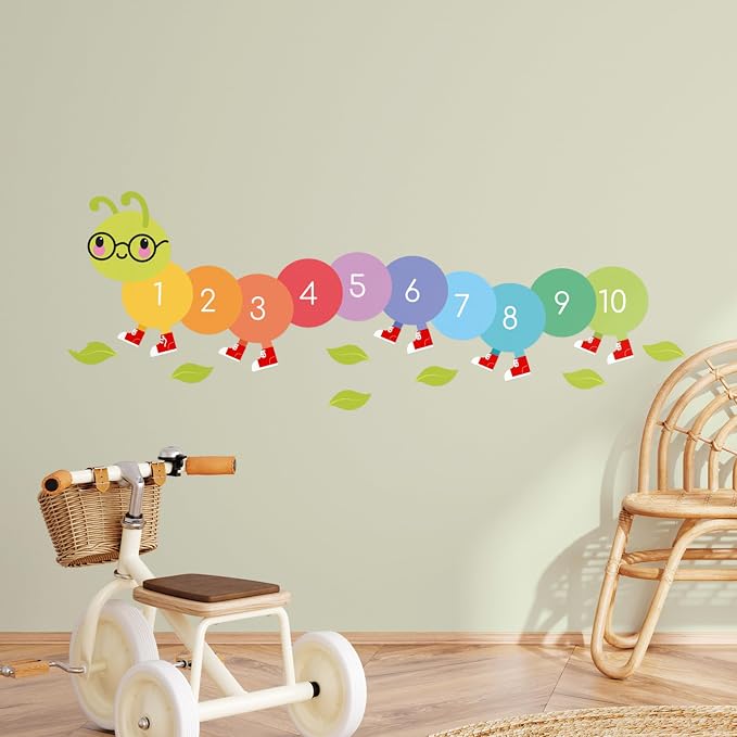 Teddylabels - Caterpillar - Easy-to-Apply & Removable Wall Stickers: Transform Your Toddlers Bedroom with Durable, Vibrant Peel-and-Stick Wall Decor – Stickers for Kids