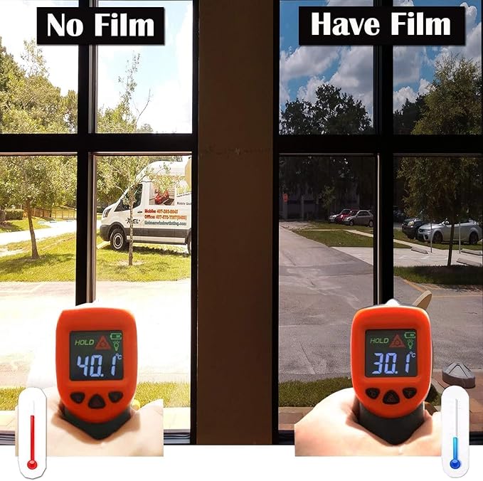 Niviy One Way Privacy Window Film See Out Not in Window Tint for Home Heat Blocking Anti UV Glass Door Mirror Reflective Window Film for Home Office, (Silver 35.4" x 157.4")