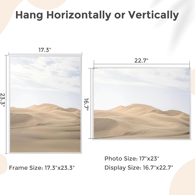 17x23 Metal Picture Frame, Aluminum Poster Frame with Real Glass, Silver | Sleek Silver 23x17 Frame with Tempered Glass for Wall Display, Certificates, Art & Posters | Wall Kit Included