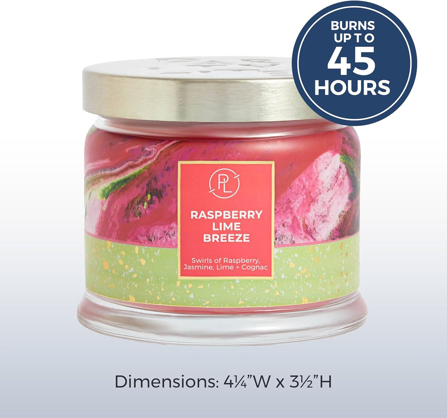 PartyLite 3-Wick Jar Candle, Highly Fragranced Clean Burning Glass Candle, 25-45 Hours Burn Time (Raspberry Lime Breeze)