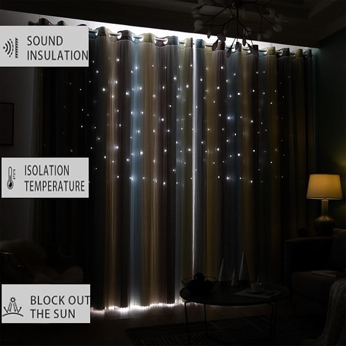 Yellow Green Blackout Curtains 96 inches Long for Kids Rooms 2 Panels, Privacy Light Filtering Cute Drapes, Thick Grommet Nursery Star Princess Curtains for Glass Door Bedroom