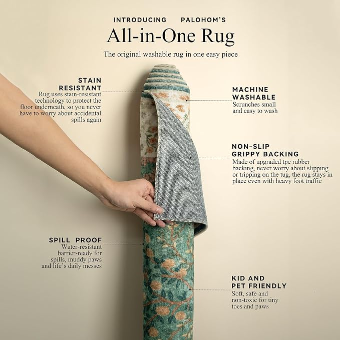 Washable Area Rugs for Living Room: 6x9 Bedroom Rug Stain Resistant Non Slip Low Pile Lightweight Soft Carpets for Living Room Dining Room Kitchen Nursery Kids Room Farmhouse Indoor
