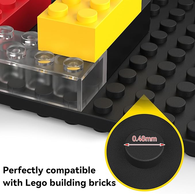 BlissBox 8-Pack Large Display Shelves for Wall Compatible with Lego Building Bricks, 11.3x6.3inch Dual-Sided 36x20 Studs for Brick Display and Storage, for Medium & Large Brick Builds, Black