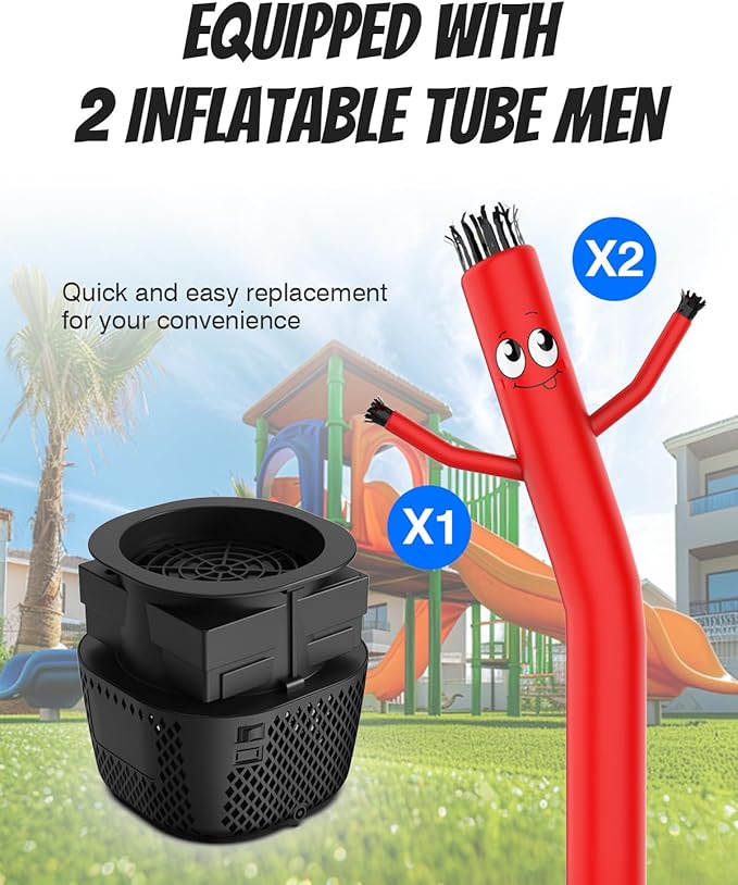 Inflatable Tube Man with Blower: 6 FT Tall Dancing Inflatable Tube Guy for Outdoor Decoration with Mini Blower Fan, for Mall Opening, Business Advertising, and Events (RED)