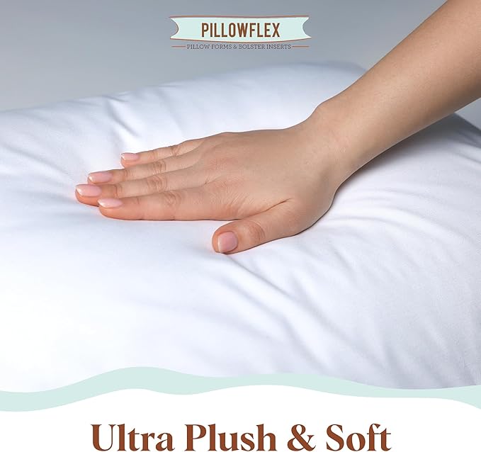 Pillowflex Synthetic Down Pillow Insert - 16x26 Down Alternative Pillow, Ultra Soft, Large Standard Rectangle, Lumbar, Back, Sleeping Pillow - 1 Decorative Pillow Form